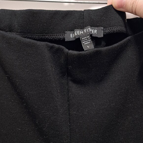 Eileen Fisher Stretch Ponte Pant Black Pull On Elastic Waist Size Large - Picture 2 of 8